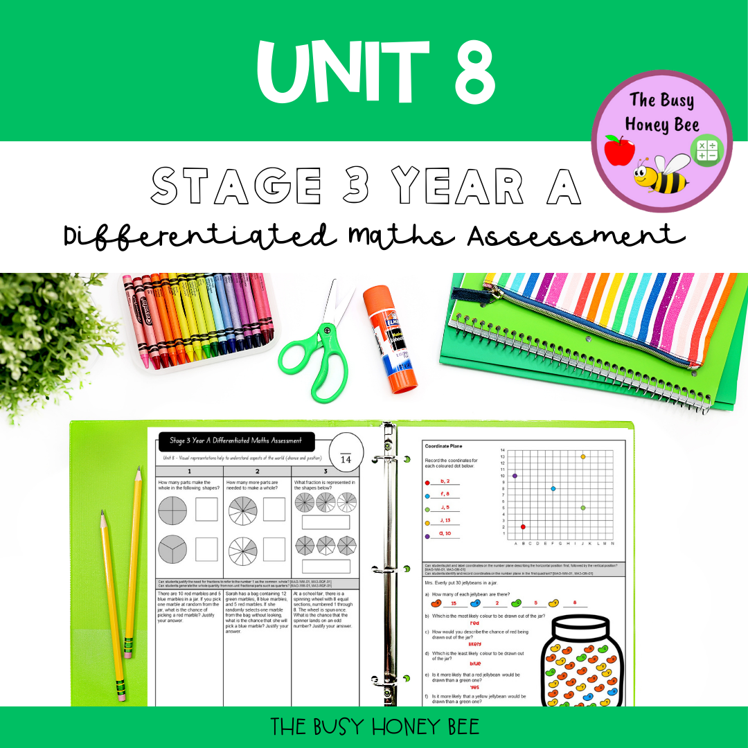 Stage 3 Year A Term 2 Differentiated Maths Assessment Bundle