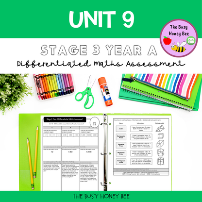 Stage 3 Year A Term 2 Differentiated Maths Assessment Bundle