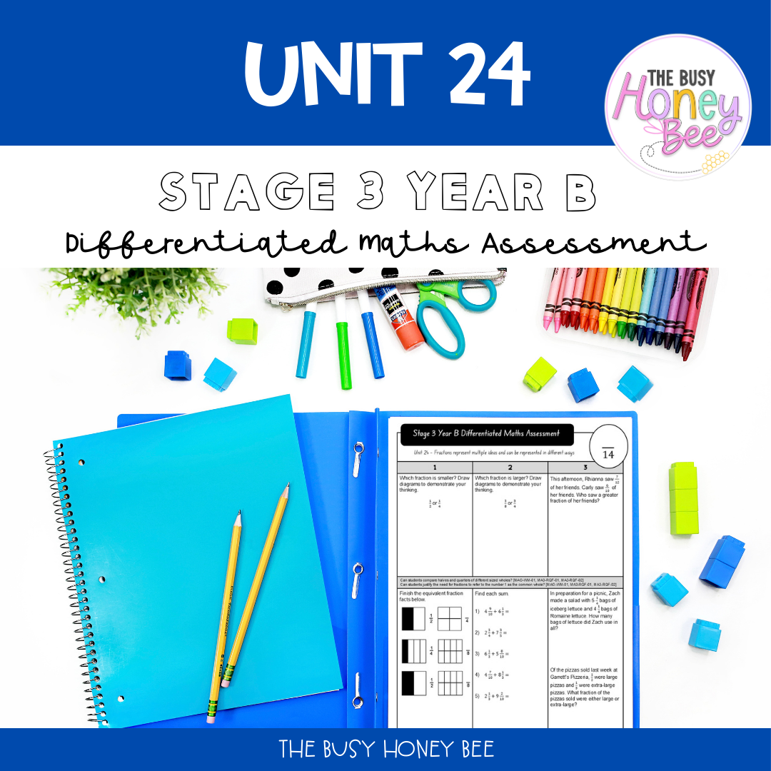 Stage 3 Year B Term 1 Differentiated Maths Assessment Bundle