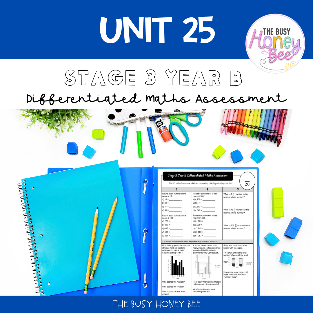Stage 3 Year B Term 1 Differentiated Maths Assessment Bundle