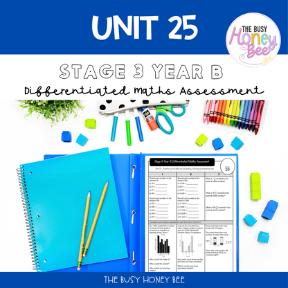 Stage 3 Year B Term 1 Differentiated Maths Assessment Bundle