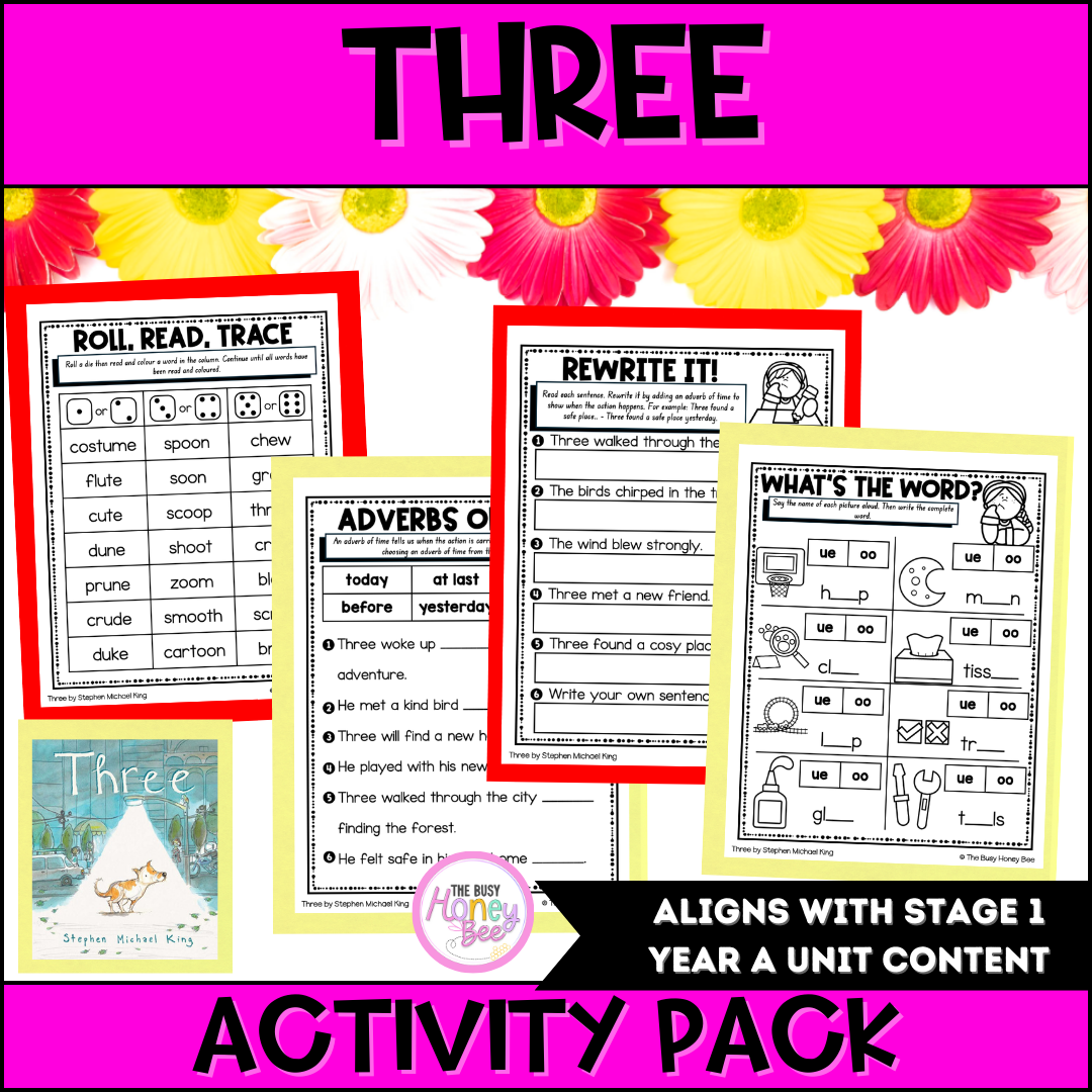 Three by Stephen Michael King Activity Pack