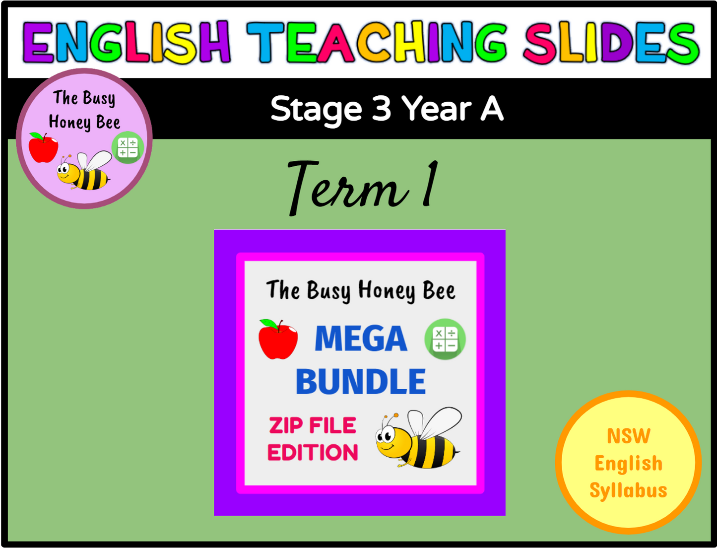 Stage 3 Year A Term 1 English Teaching Slides Mega Bundle