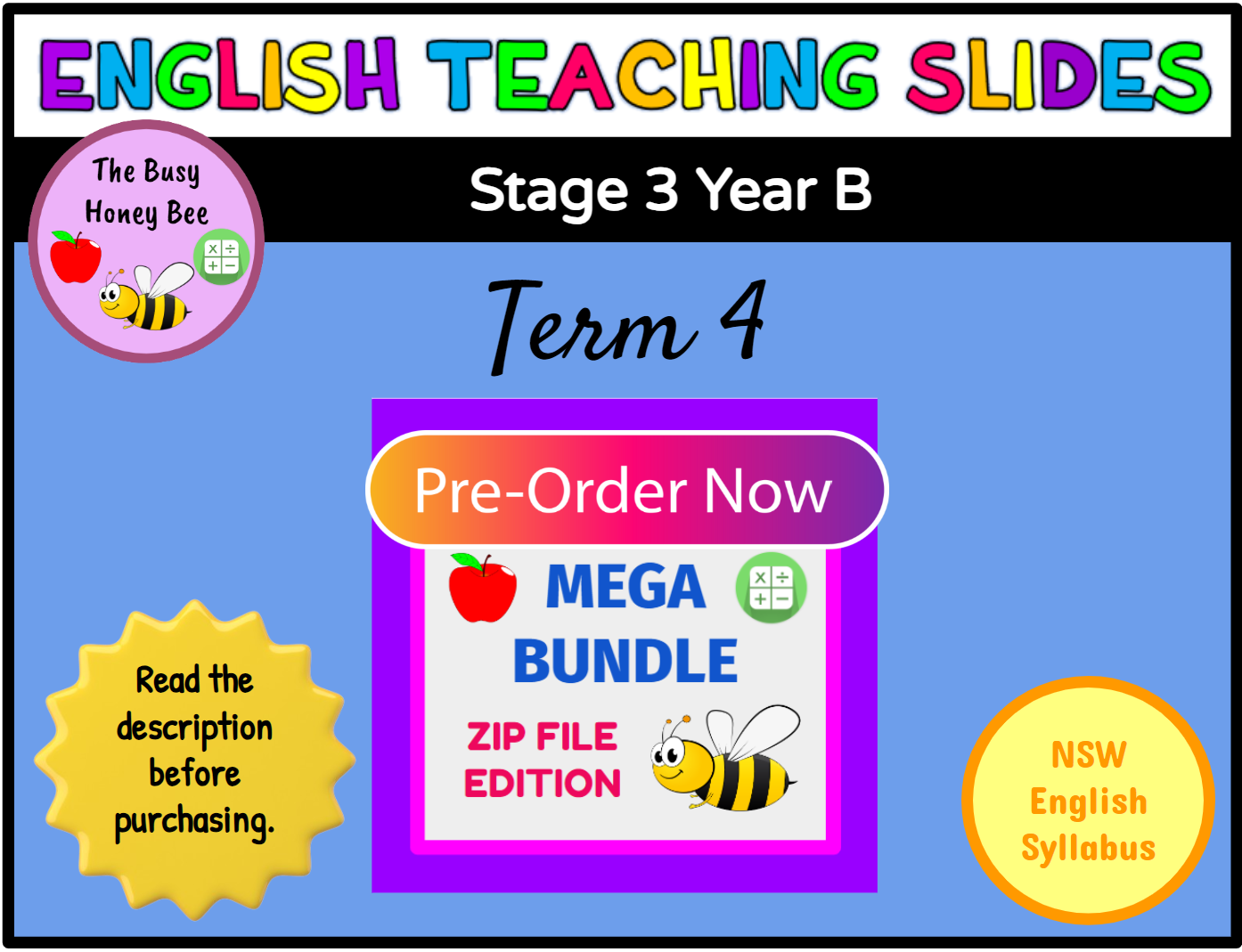 PRE-ORDER Stage 3 Year B Term 4 English Teaching Slides Mega Bundle