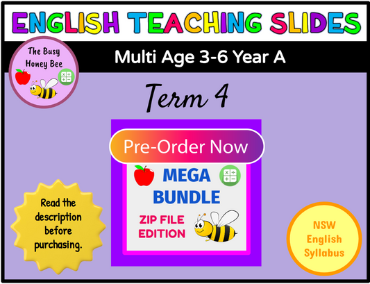 PRE-ORDER Multi Age 3-6 Year A Term 4 English Teaching Slides Mega Bundle