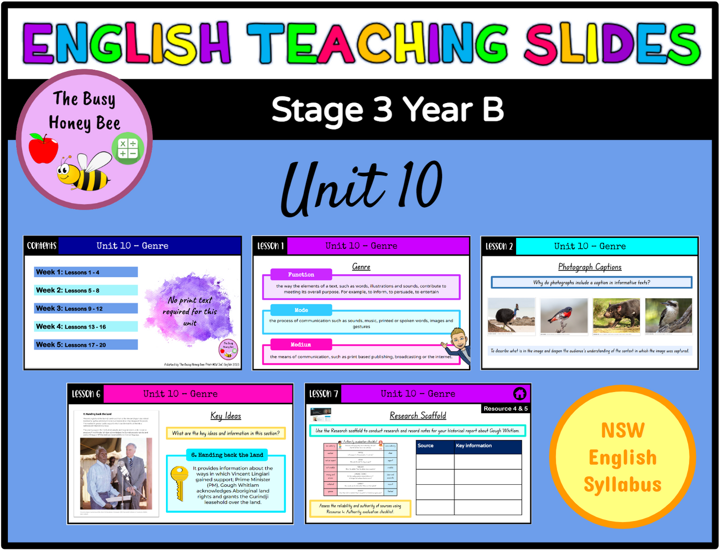 Stage 3 Year B Unit 10 Genre English Teaching Slides