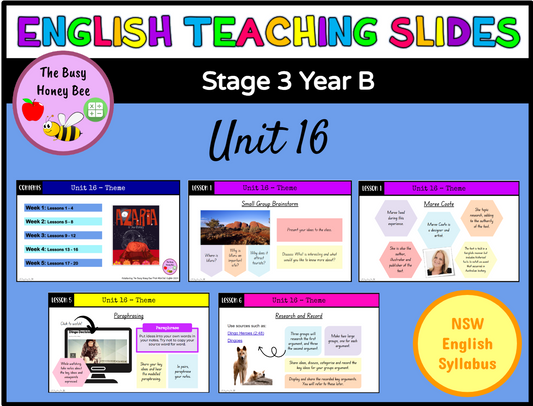 Stage 3 Year B Unit 16 Theme English Teaching Slides