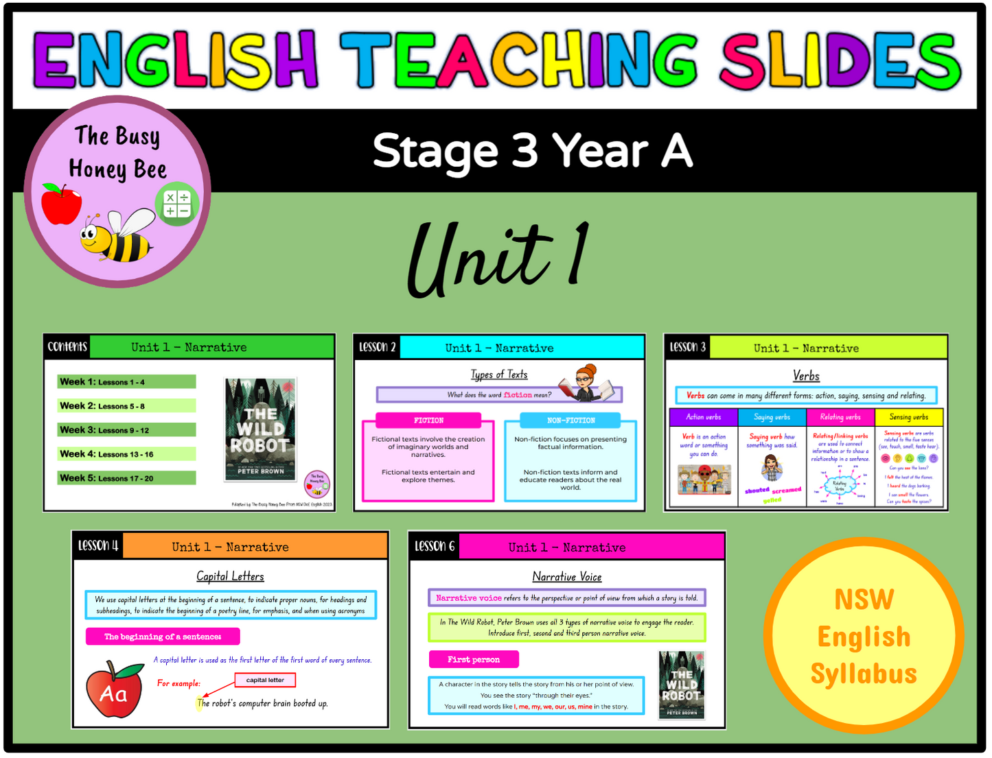 Stage 3 Year A Term 1 English Teaching Slides Mega Bundle