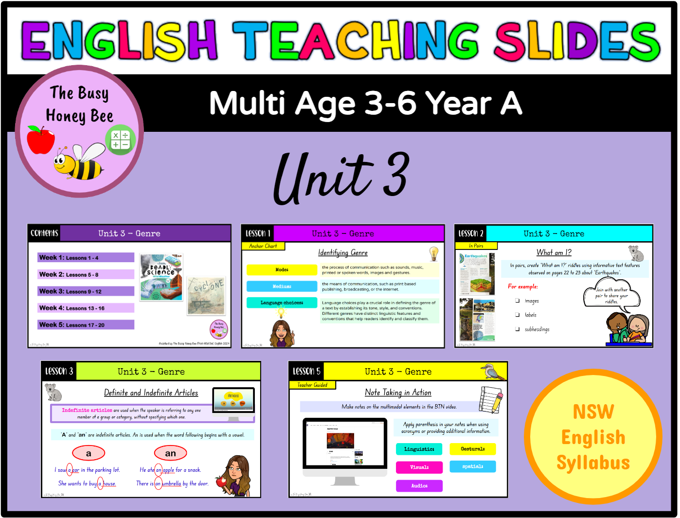 Multi Age 3-6 Year A Term 2 English Teaching Slides Mega Bundle