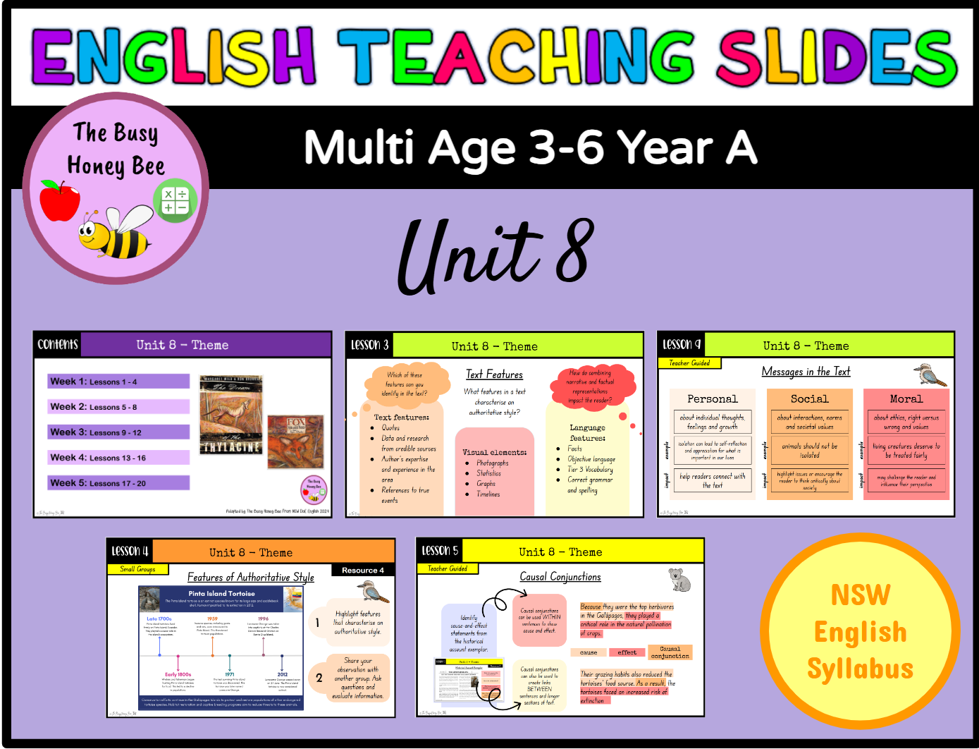 Multi Age 3-6 Year A Term 4 English Teaching Slides Mega Bundle