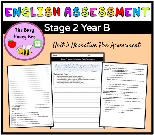 Stage 2 Year B Unit 9 Narrative Writing Pre-Assessment