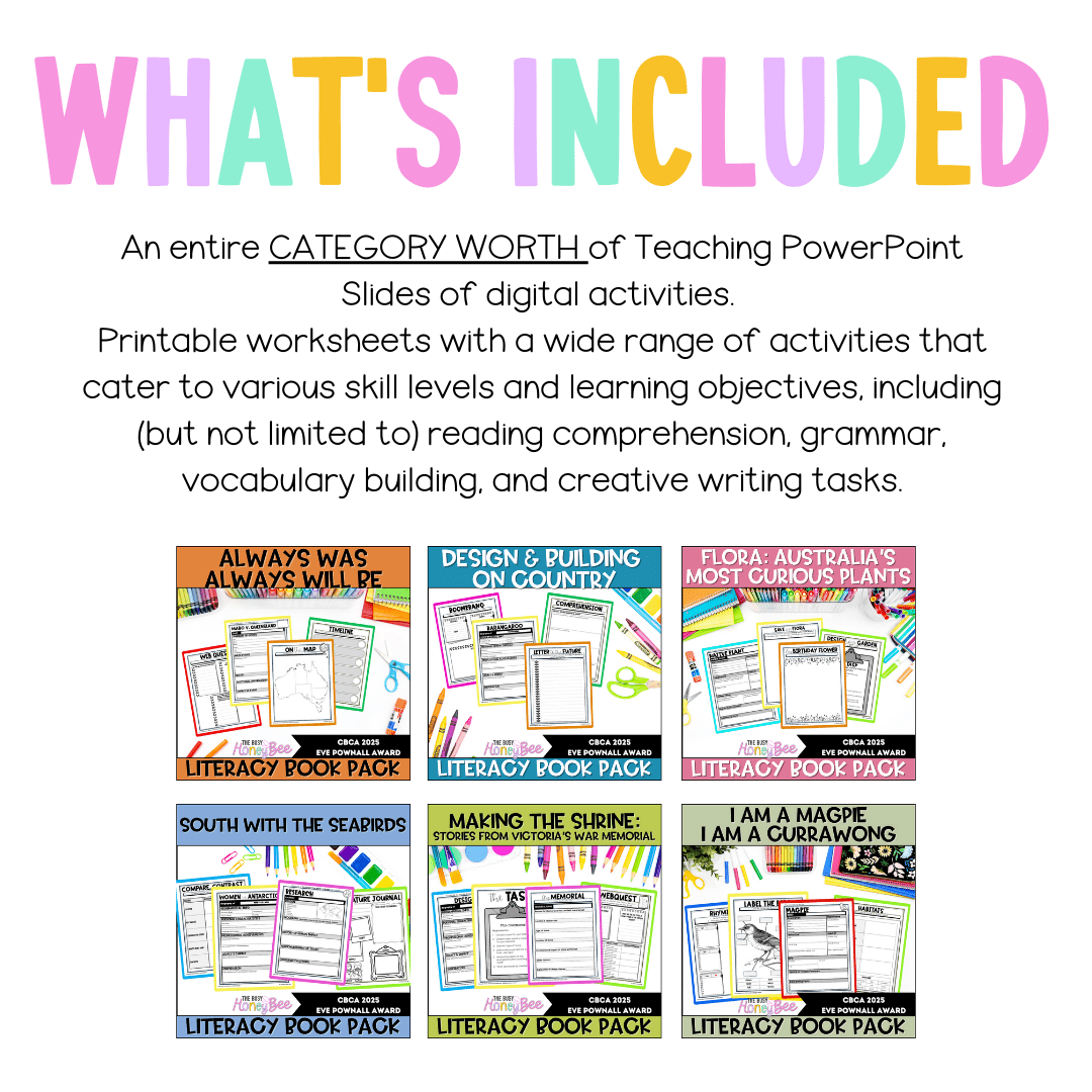CBCA 2025 - Eve Pownall Category - Literacy Book Pack MEGA Bundle - Activity Pack