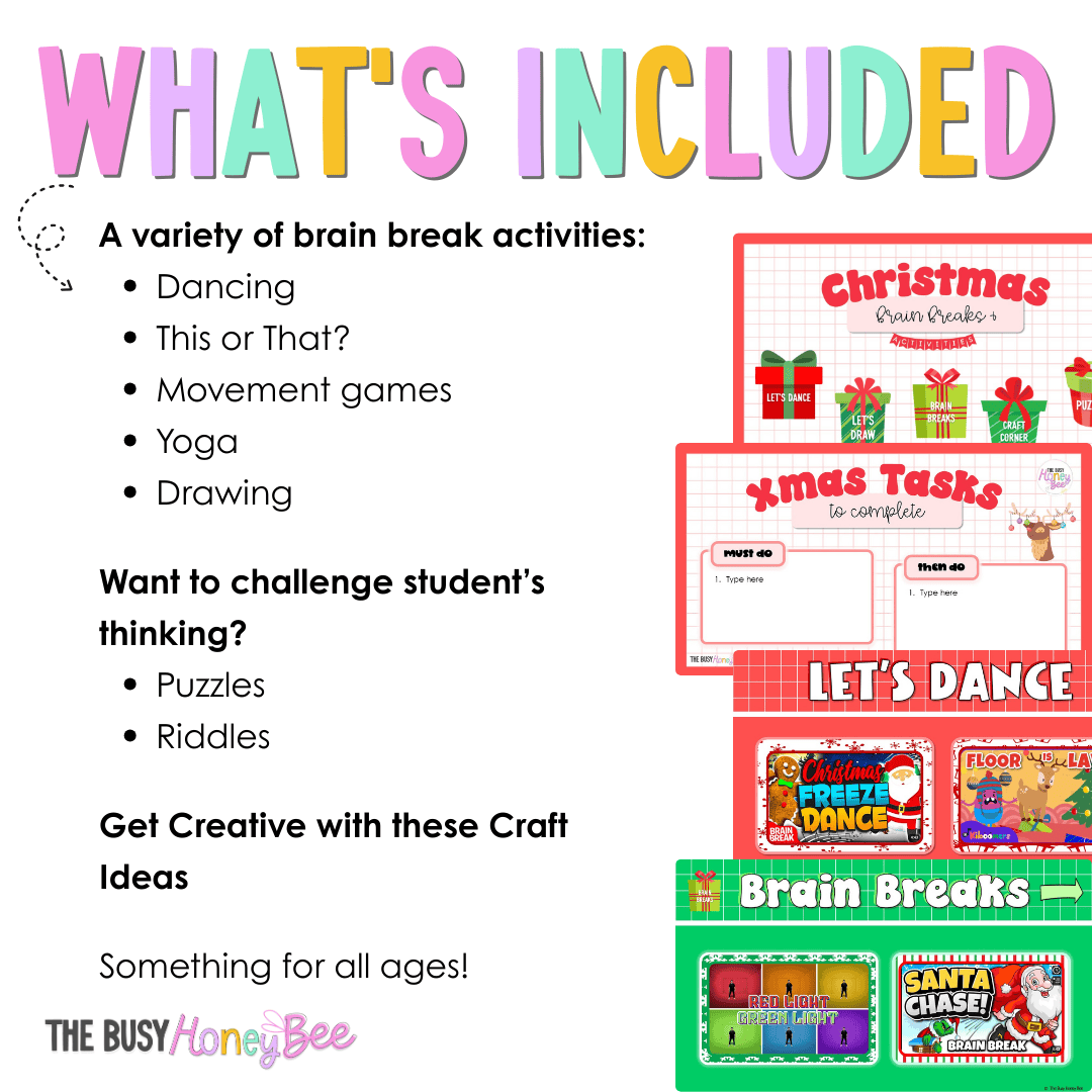Christmas Brain Breaks and Activities CHRISTMAS Bundle -