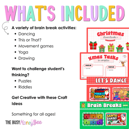Christmas Brain Breaks and Activities CHRISTMAS Bundle -