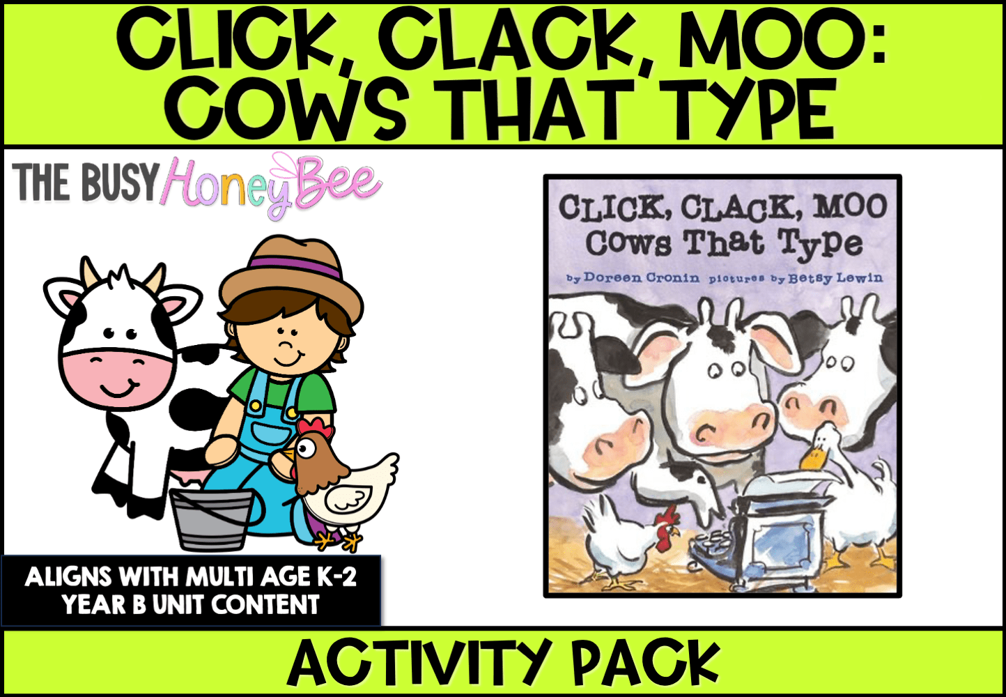 Click, Clack, Moo: Cows that Type by Doreen Cronin Activity Pack - Activity Pack