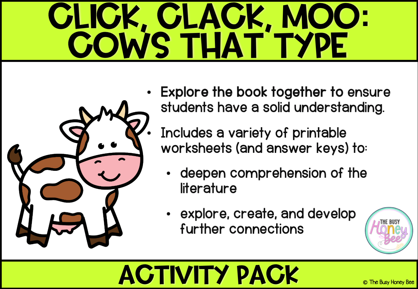 Click, Clack, Moo: Cows that Type by Doreen Cronin Activity Pack - Activity Pack