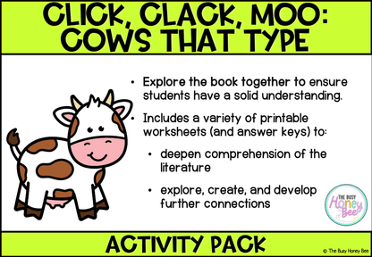 Click, Clack, Moo: Cows that Type by Doreen Cronin Activity Pack - Activity Pack