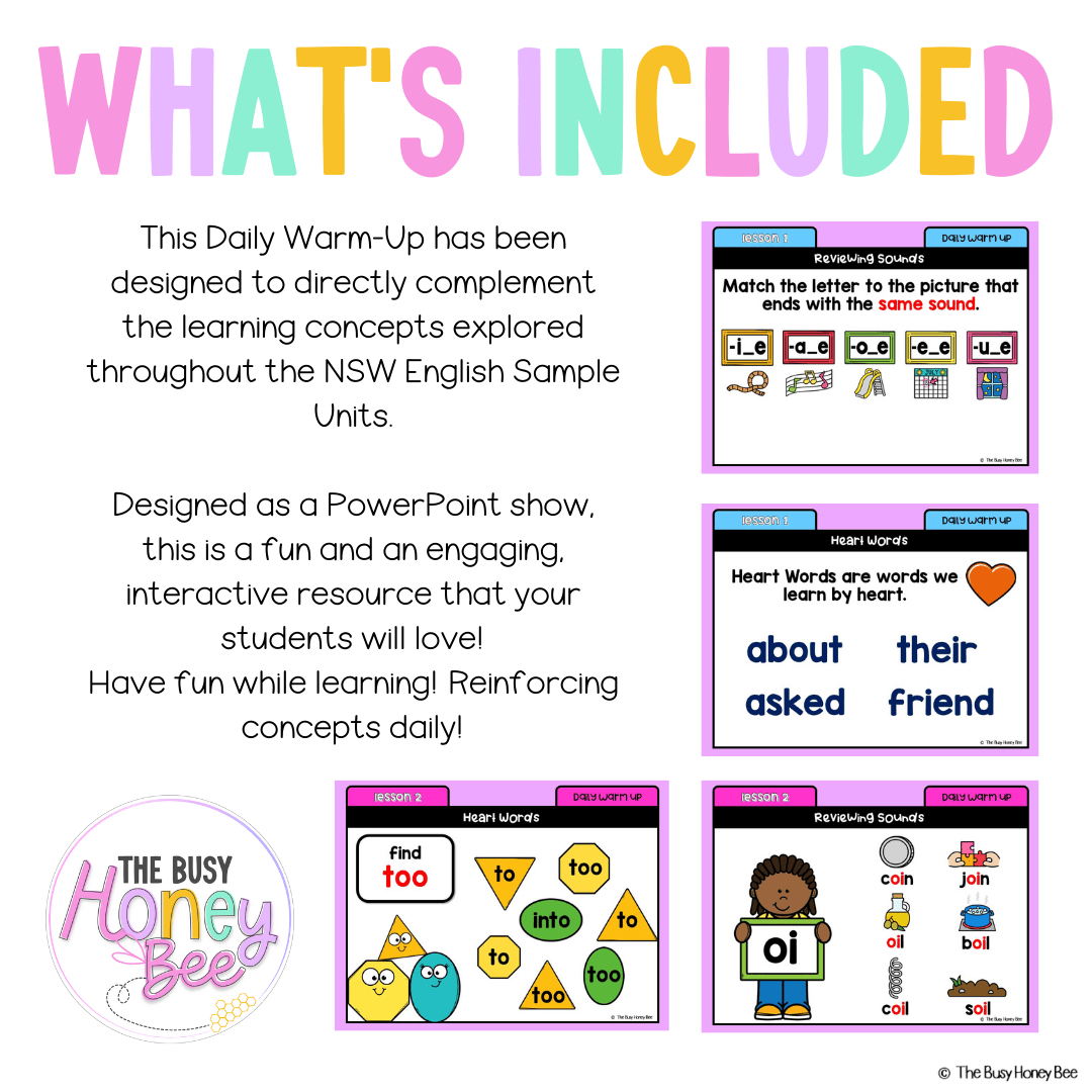 Early Stage 1 English Daily Warm Up Unit 15 - Warm Ups | Revision