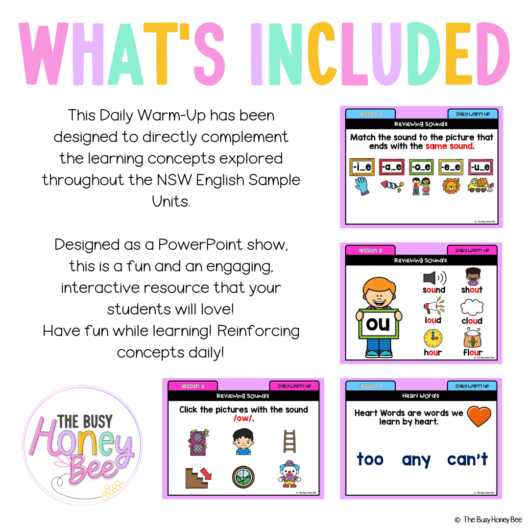 Early Stage 1 English Daily Warm Up Unit 16 - Warm Ups | Revision