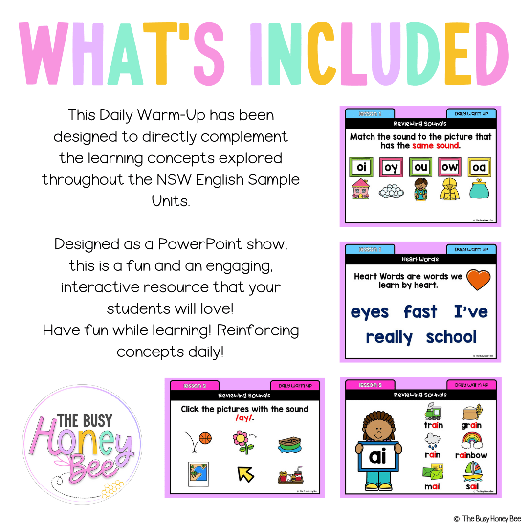 Early Stage 1 Australian | NSW English Daily Review | Warm-Up Unit 18 - Warm Ups | Revision