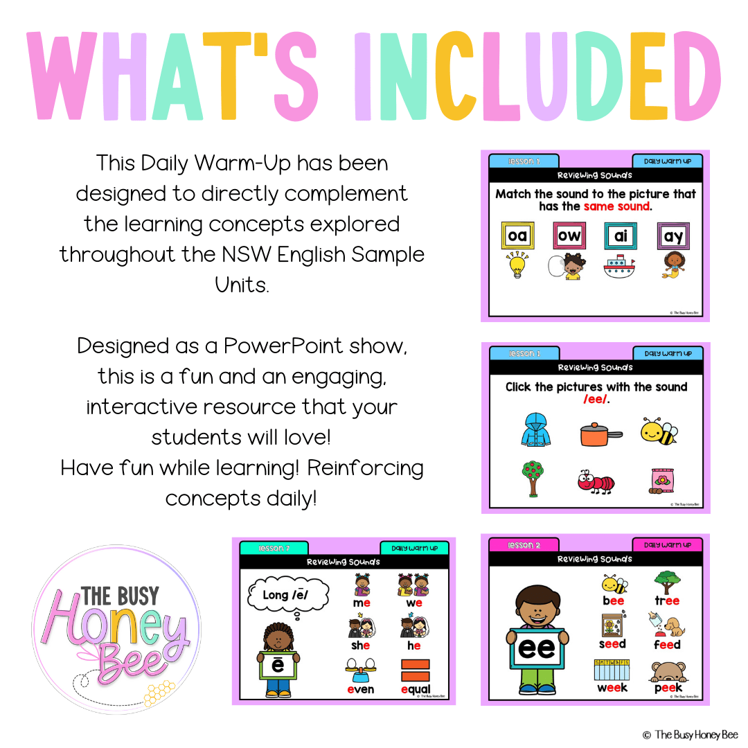 Early Stage 1 Australian | NSW English Daily Review | Warm-Up Unit 19 - Warm Ups | Revision