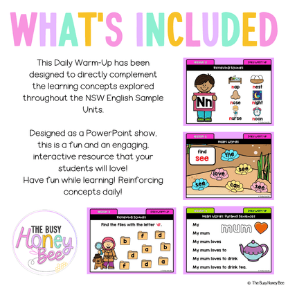 Early Stage 1 English Daily Warm Up Unit 2 - Warm Ups | Revision