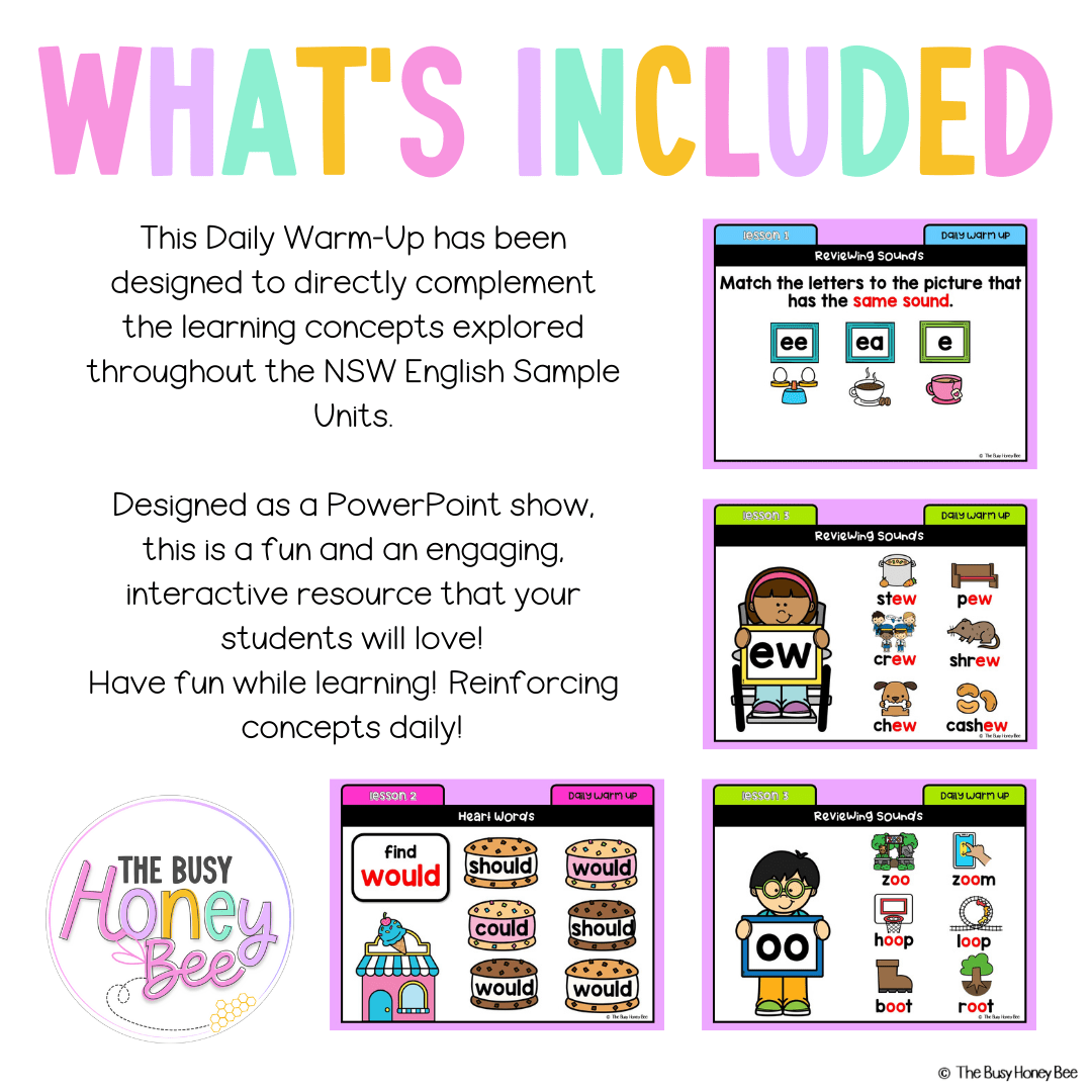 Early Stage 1 Australian | NSW English Daily Review | Warm-Up Unit 20 - Warm Ups | Revision