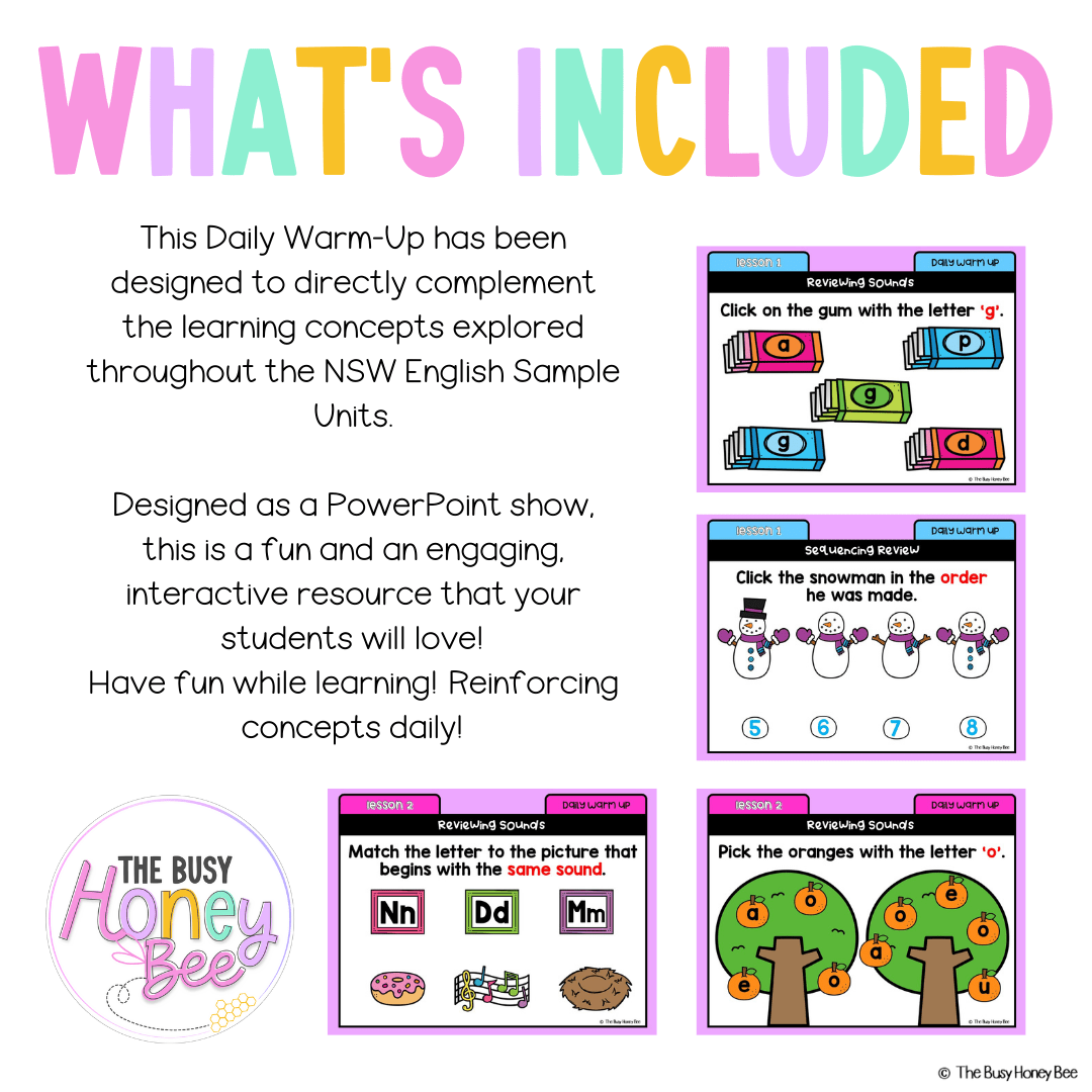 Early Stage 1 English Daily Warm Up Unit 3 - Warm Ups | Revision