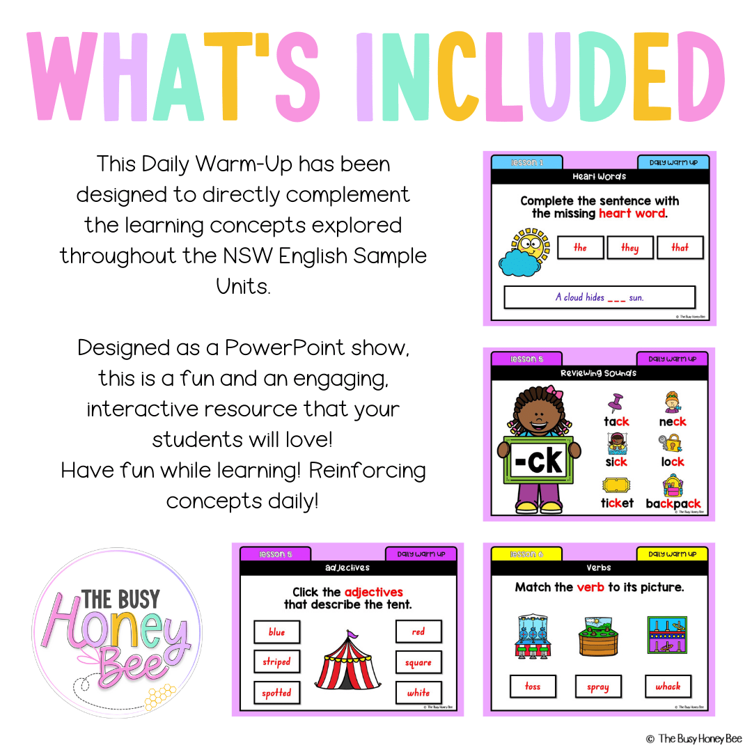 Early Stage 1 English Daily Warm Up Unit 5 - Warm Ups | Revision