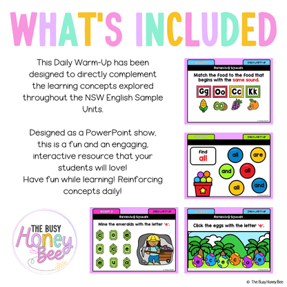Early Stage 1 Australian | NSW English Daily Review | Warm-Up Unit 6 - Warm Ups | Revision