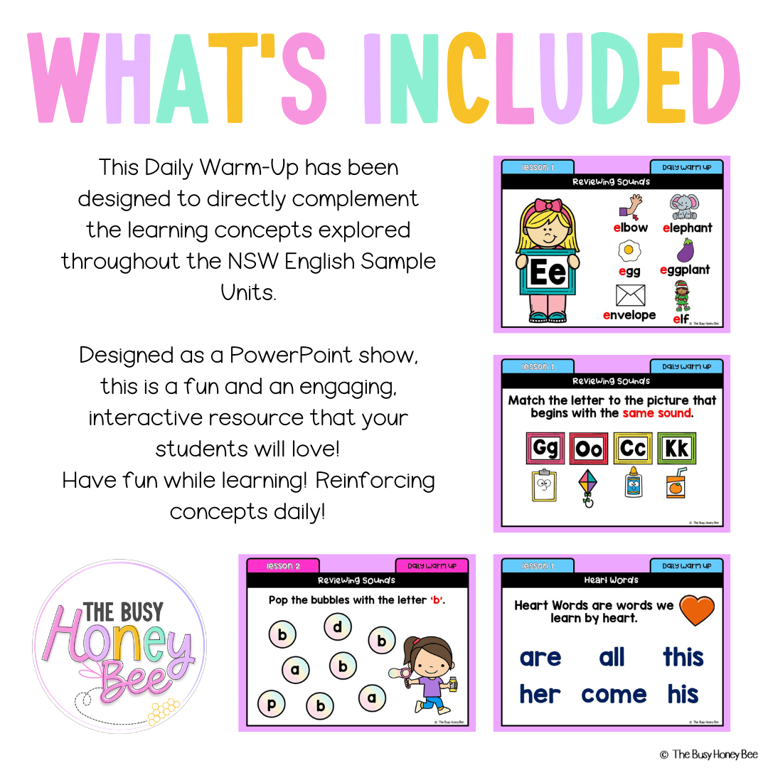 Early Stage 1 English Daily Warm Up Unit 7 - Warm Ups | Revision