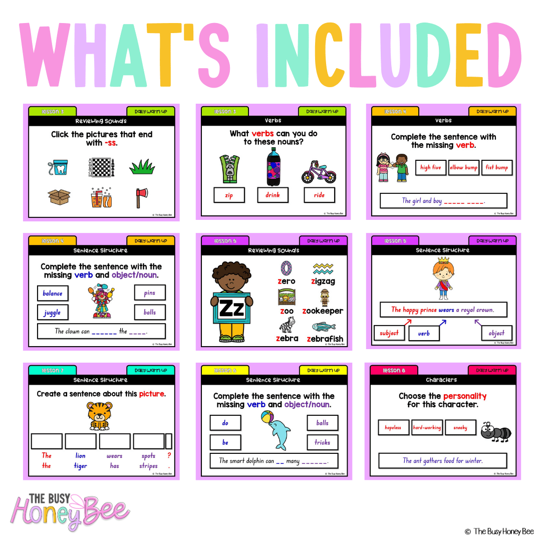 Early Stage 1 English Daily Warm Up Unit 8 - Warm Ups | Revision