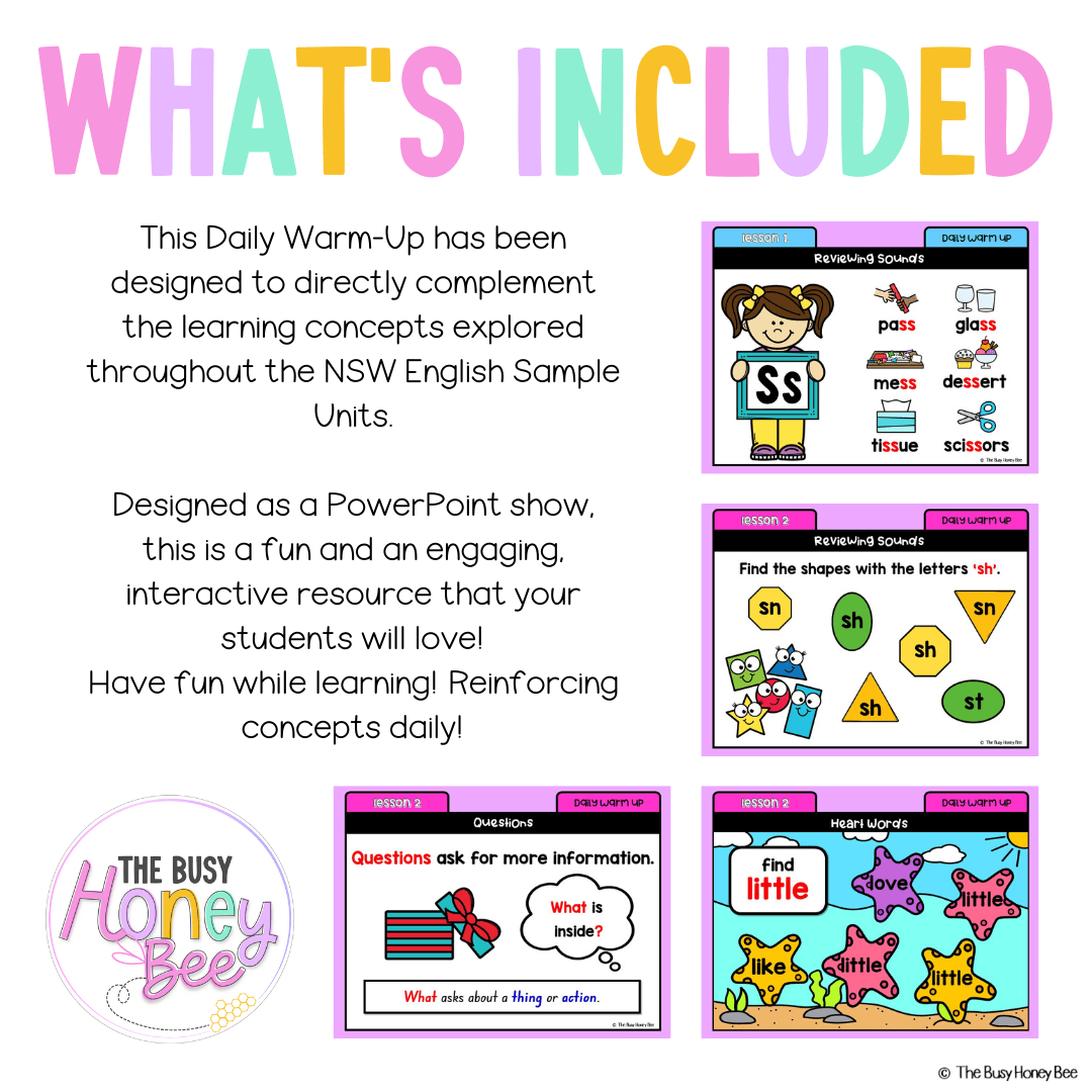 Early Stage 1 Australian | NSW English Daily Review | Warm-Up Unit 9 - Warm Ups | Revision