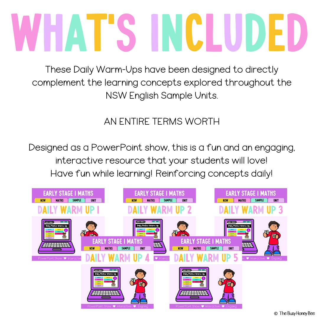 Early Stage 1 Australian | NSW Math Daily Review | Warm-Up Term 1 Mega Bundle - Warm Ups | Revision