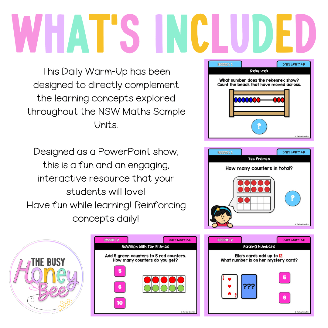 Early Stage 1 Australian | NSW Math Daily Review | Warm-Up Unit 16 - Warm Up | Revision
