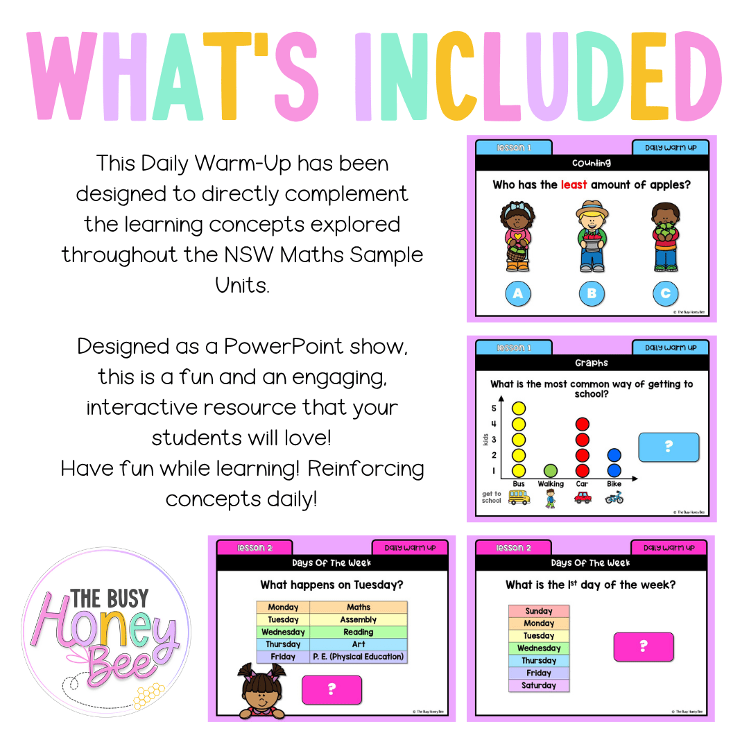 Early Stage 1 Australian | NSW Math Daily Review | Warm-Up Unit 18 - Warm Up | Revision