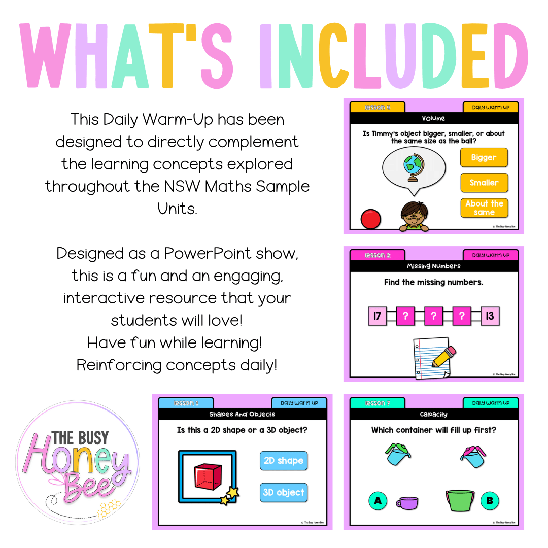 Early Stage 1 Australian | NSW Math Daily Review | Warm-Up Unit 19 - Warm Up | Revision