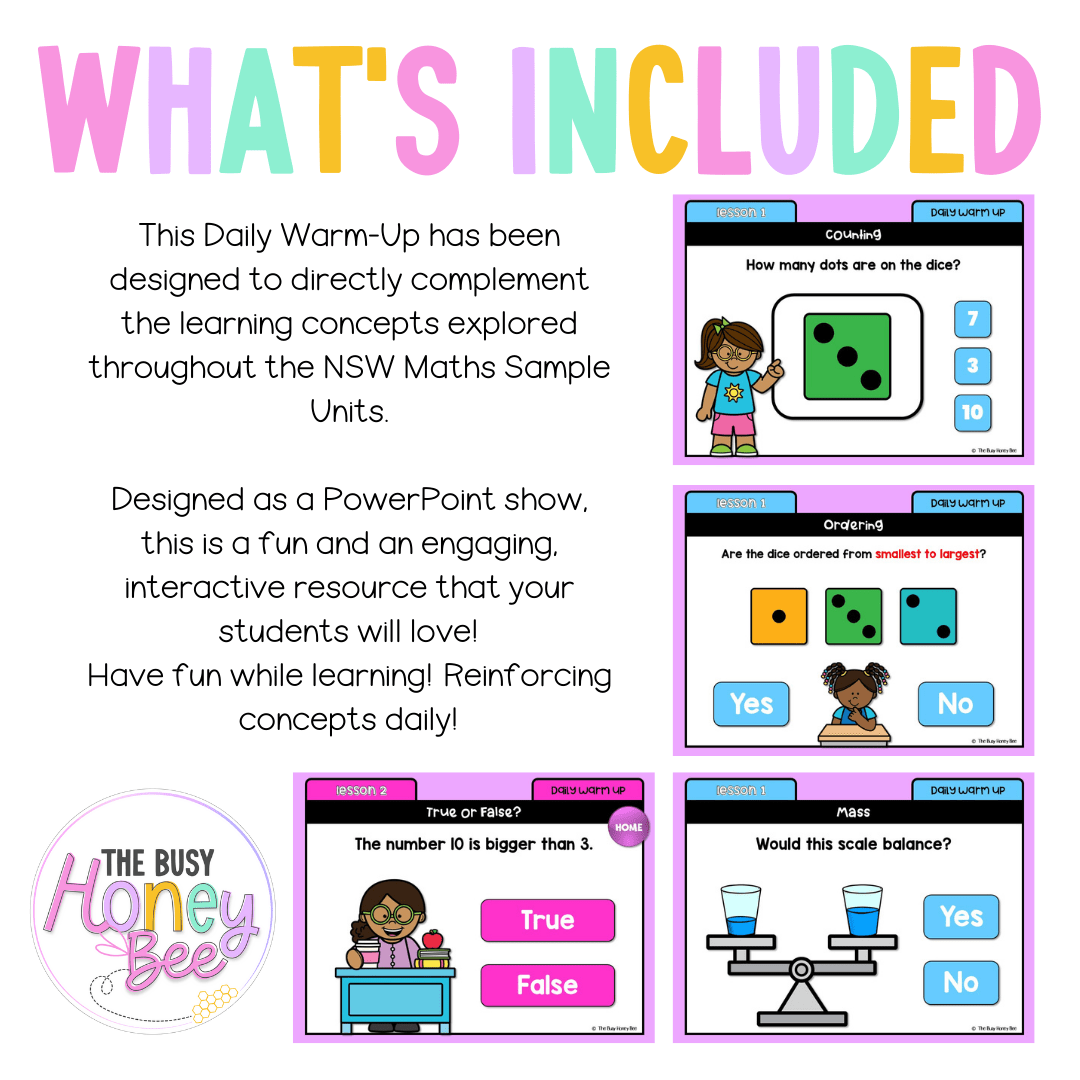 Early Stage 1 Australian | NSW Math Daily Review | Warm-Up Unit 6 - Warm Up | Revision
