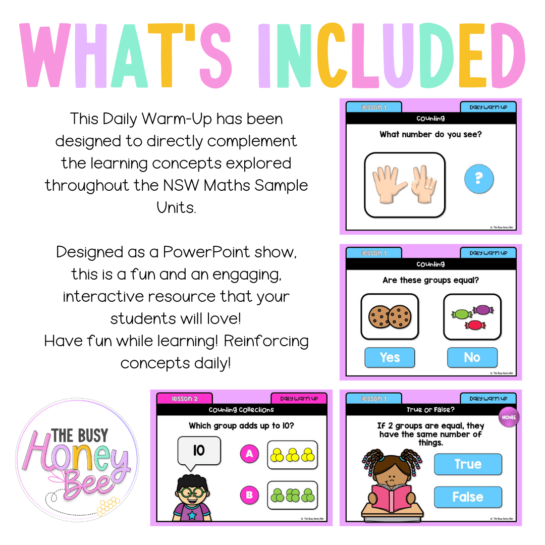 Early Stage 1 Australian | NSW Math Daily Review | Warm-Up Unit 9 - Warm Up | Revision