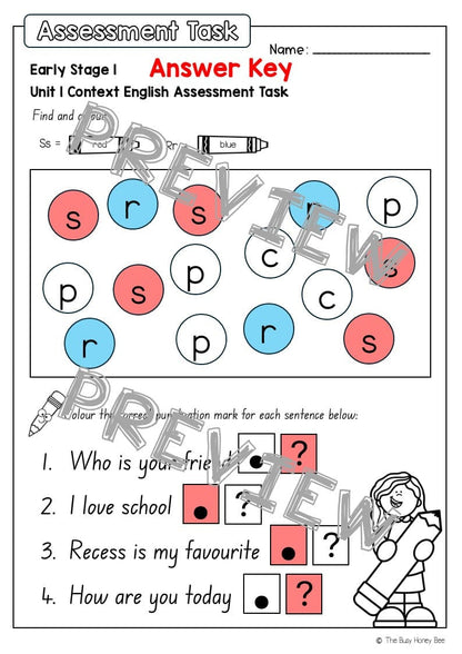 Early Stage 1 English Assessment Unit 1 Context - Assessment