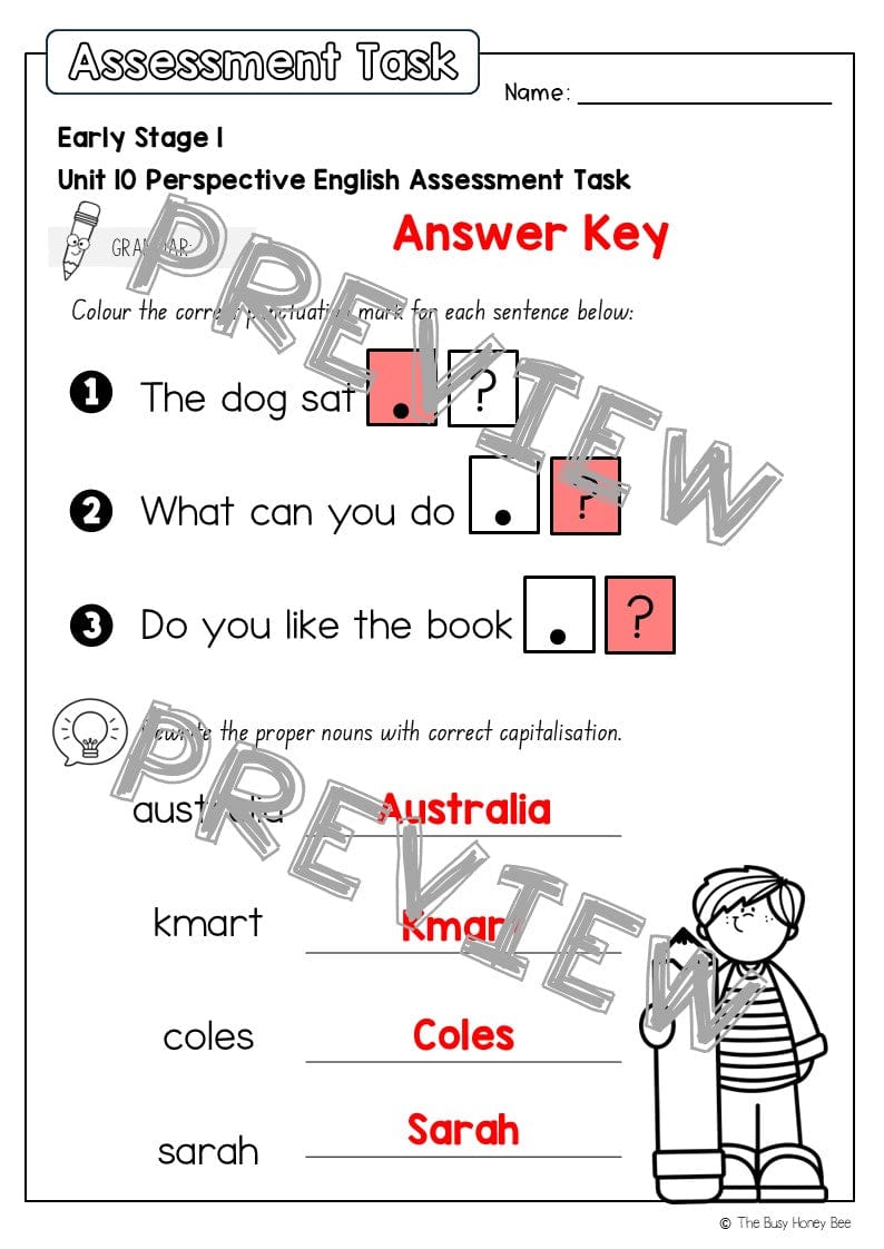 Early Stage 1 English Assessment Unit 10 Perspective - Assessment