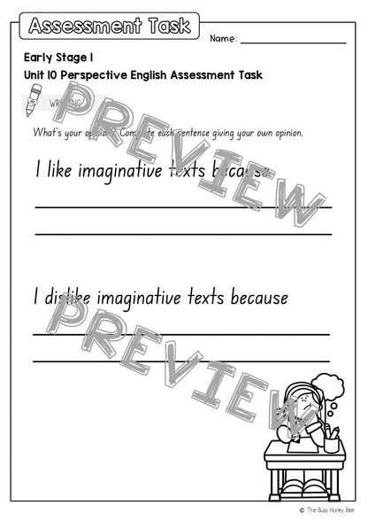 Early Stage 1 English Assessment Unit 10 Perspective - Assessment