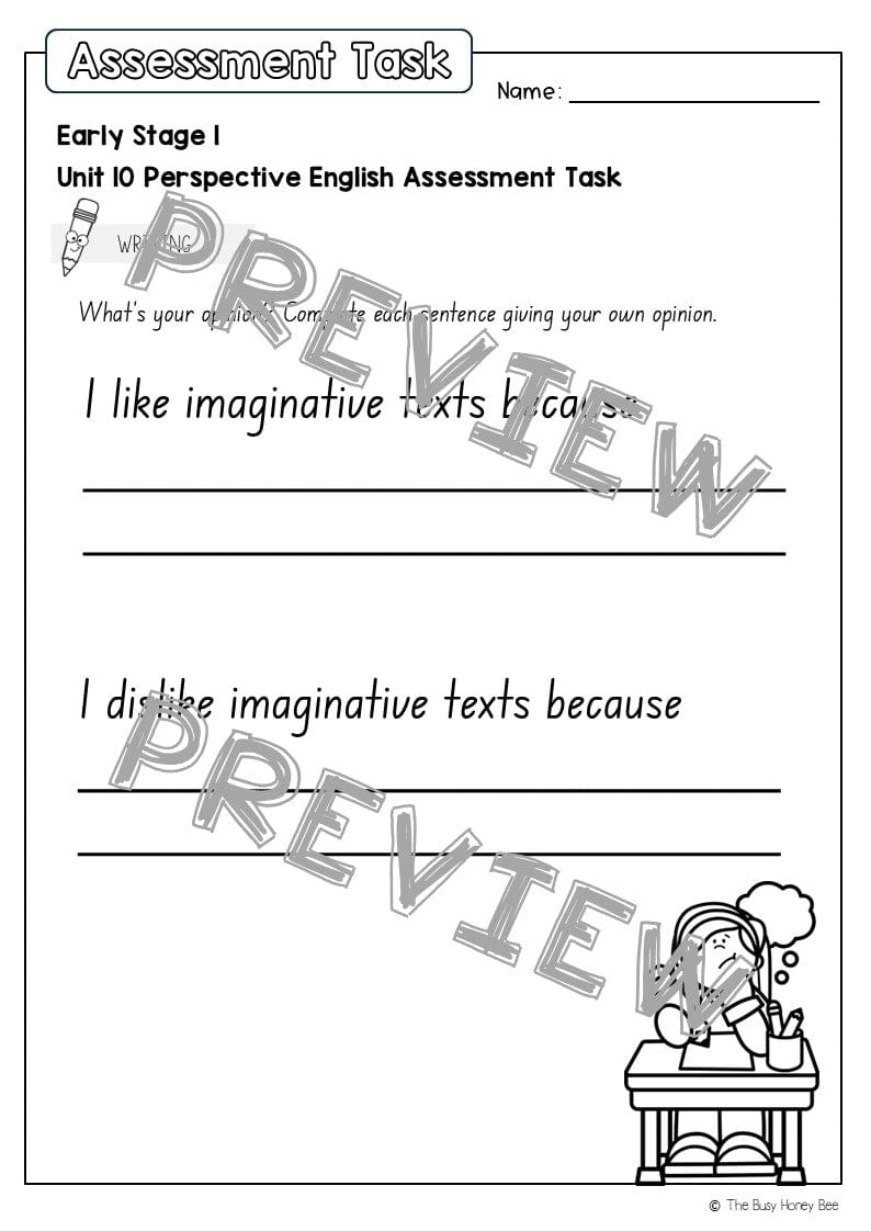 Early Stage 1 English Assessment Unit 10 Perspective - Assessment