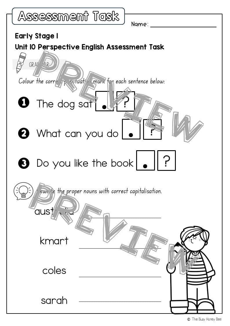 Early Stage 1 English Assessment Unit 10 Perspective - Assessment