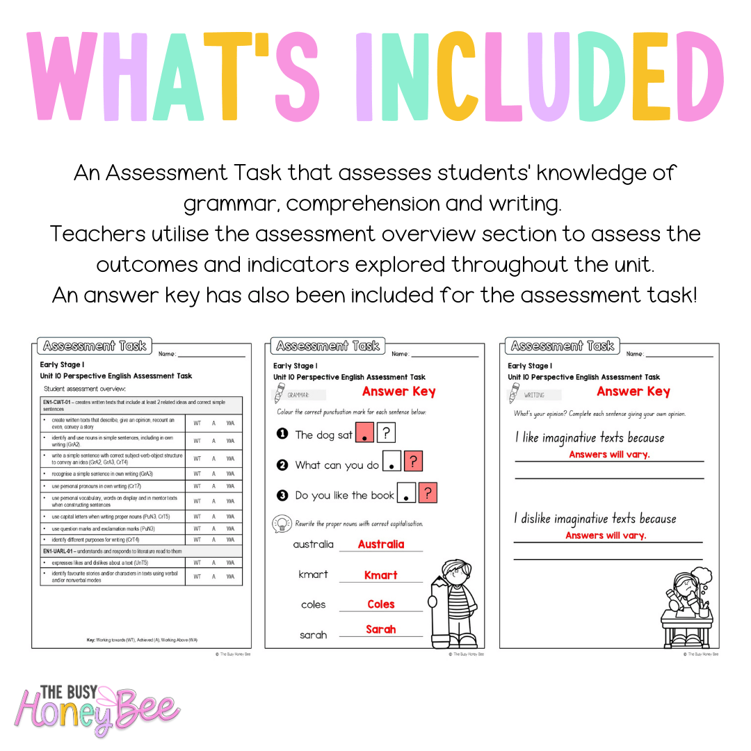 Early Stage 1 English Assessment Unit 10 Perspective - Assessment