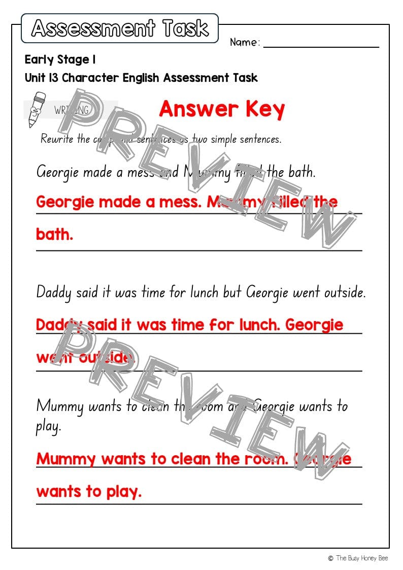 Early Stage 1 English Assessment Unit 13 Character - Assessment
