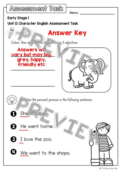 Early Stage 1 English Assessment Unit 13 Character - Assessment