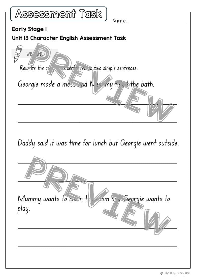 Early Stage 1 English Assessment Unit 13 Character - Assessment