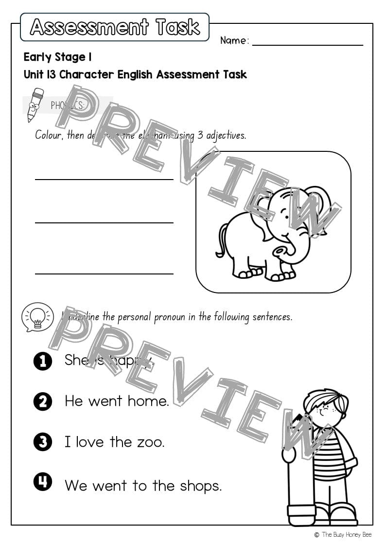Early Stage 1 English Assessment Unit 13 Character - Assessment
