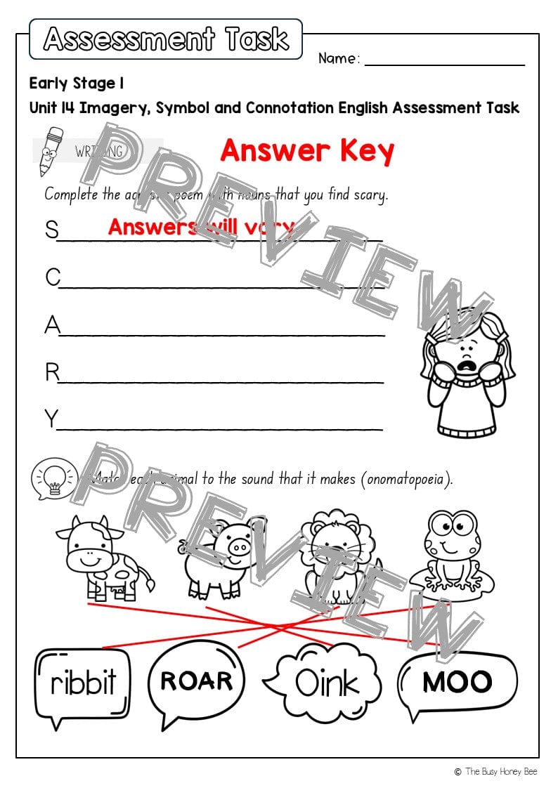Early Stage 1 English Assessment Unit 14 Imagery, symbol and connotation - Assessment
